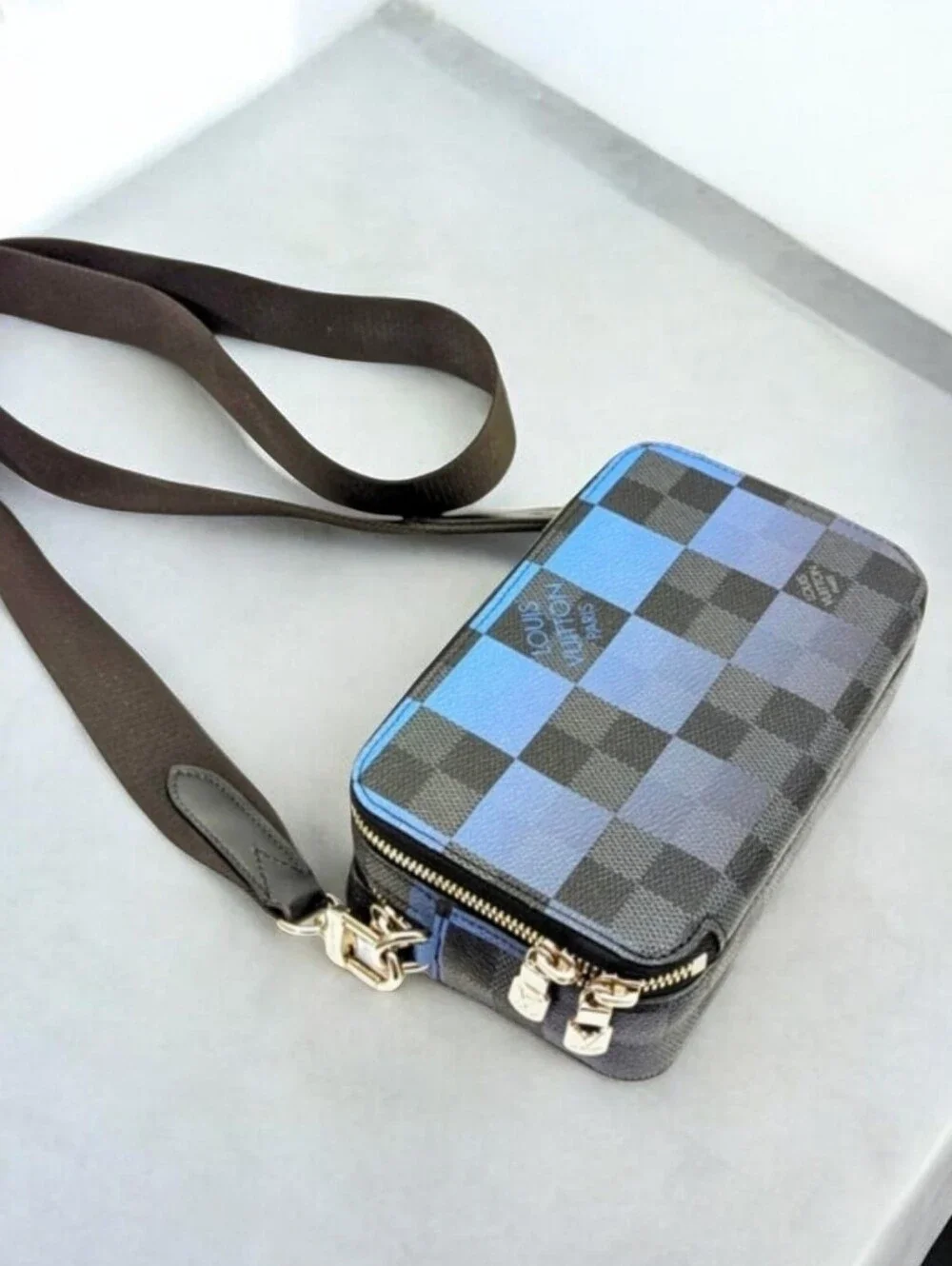 Louis Vuitton Alpha Wearable Wallet Giant Damier Cobalt Blue Indigo Leather
